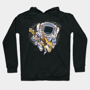 Spaceman in Space among the Stars and Planets with Guitar Hoodie